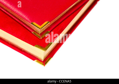 red and gilded business diary fragment isolated on white Stock Photo