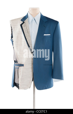 Suit on tailor's dummy over white background Stock Photo