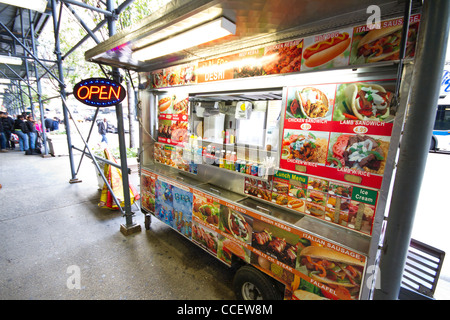 Food vendor in New York City - street scene Stock Photo