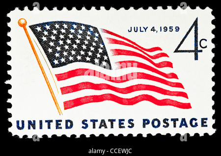 Postage stamp: United States, Flag and White House, 8 cent, 1968 ...