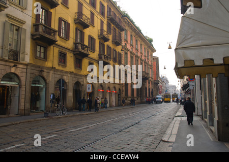 Via Alessandro Manzoni in Quadrilatero d'Oro district central Milan Lombardy region Italy Europe Stock Photo