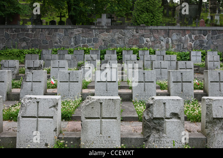 At Rossie Cemetery in Vilnius, Belarus. One of four Polish National Cemetery. On the photo section of the Military Cemetery. Stock Photo
