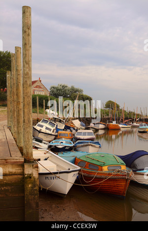 Small boats moored in Norfolk Stock Photo