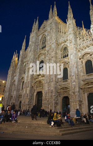 Piazza del Duomo square at dusk Milan Lombardy region Italy Europe