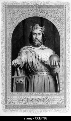 Portrait of Charlemagne, Charles the Great (742-814), King of the Franks (768-814) & Emperor of the Romans (800-814). Portrait. Stock Photo