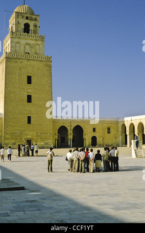 The Mosque of Uqba also known as the Great Mosque of Kairouan is situated in the UNESCO World Heritage town of Kairouan, Tunisia Stock Photo