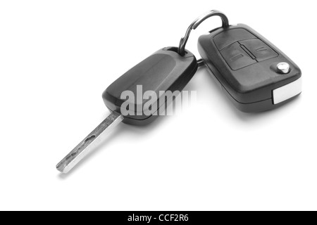 A studio shot of car keys isolated on white background Stock Photo