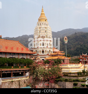 Buddhist architecture of Kek Lok Si Temple at Air Itam in Penang Island in Malaysia in Far East Southeast Asia. Tower Buddhism Travel Loc Stock Photo