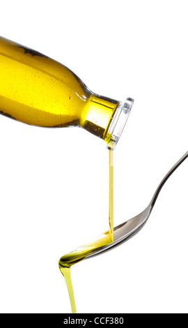 Spoon of fresh olive oil on white background Stock Photo - Alamy