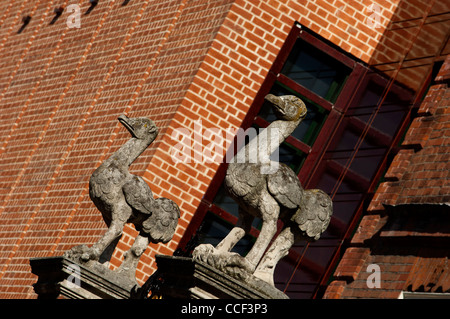 Ostrich gateposts at Pallant House Gallery, Chichester. West Sussex. England. UK Stock Photo