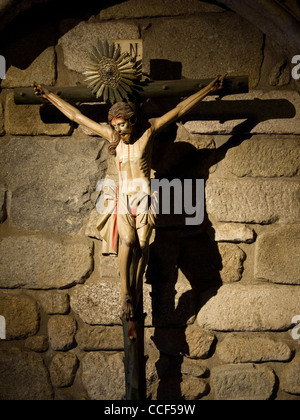 Ancient statue of crucified Jesus Christ Stock Photo