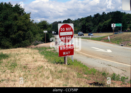 Monterey road sign - Do not enter - wrong way California Stock Photo