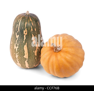 Two pumpkins isolated on white background Stock Photo