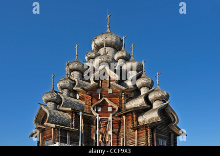 RUSSIA, Lake Onega, Kizhi Island, Russian Orthodox Wooden Church of the Transfiguration (1714) Stock Photo