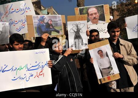 Dec 12, 2010 - Tehran, Iran - Iranian students gathered in front of the British Embassy in Tehran to condemn the assassination of Iranian nuclear scientist Majid Shahriari, who was killed Nov 29 by a car bomb.The protesters accused Britain and U.S government for his assassination, and condemned West Stock Photo