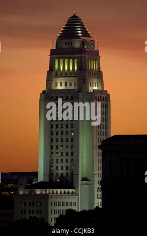 Dec. 11, 2010 - Los Angeles, California, U.S - Los Angeles City Hall, completed 1928, is the center of the government of the city of Los Angeles, California, and houses the mayor's office and the meeting chambers and offices of the Los Angeles City Council (Credit Image: © Jonathan Alcorn/ZUMAPRESS. Stock Photo