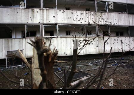 Nov 28, 2010 - Yeonpyeong Island, South Korea - Houses that were damaged in an artillery exchange between North and South Korea. Dozens of artillery shells fired by North Korea struck the island on November 23, resulting in four deaths and further injuries and prompting return fire from South Korean Stock Photo