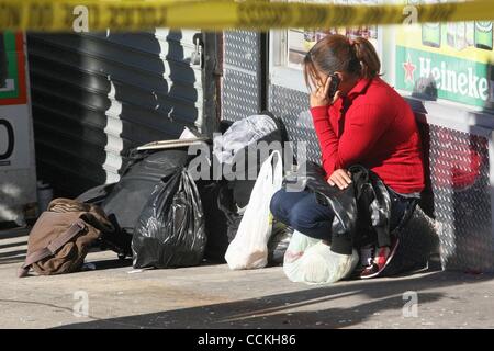 Nov 28, 2010 - Bronx, New York, U.S. - Fire victim in the Bronx building on  East 169th. St. where a man died and left homeless hundreds of people. (Credit Image: © Mariela Lombard/ZUMApress.com) Stock Photo