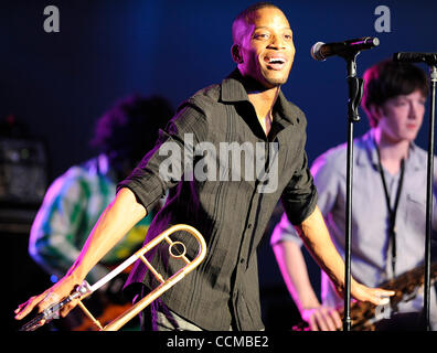 Oct 31, 2010 - New Orleans, Louisiana; USA - Musician TROMBONE SHORTY & ORLEANS AVENUE performs live as part of the 2010 Voodoo Music Festival that is taking place at City Park located in New Orleans.  The Voodoo Music Festival is a three music festival with a variety of artist performing on six dif Stock Photo