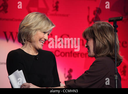 Oct 26, 2010 - Long Beach, California, U.S. - Co-Chair of Disney Media Networks, ANNE SWEENEY introduces DIANE SAWYER during the 2010 Women's Conference at the Long Beach Convention Center. (Credit Image: © Mark Samala/ZUMApress.com) Stock Photo