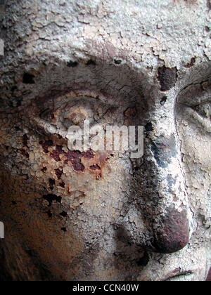 Aug 07, 2004; Los Angeles, CA, USA; An old rusted mask. Stock Photo