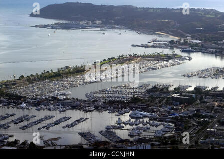 Point Loma SanDiego, CA. seen from the air Also seen Shelter Island Marina, San Diego yacht club Stock Photo