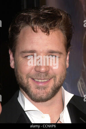 Nov 11, 2003; Los Angeles, CA, USA; Actor RUSSELL CROWE is nominated for a Golden Globe Award in the category 'Best Actor in a Drama.' Here at the 'Master and Commander' Premiere held at the Samuel Goldwyn Theater at the Academy of Motion Picture Arts & Sciences building. Stock Photo