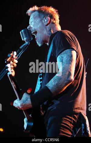 Metallica Live in Moscow. Pictured: leader of the rock band James Hetfield . Stock Photo