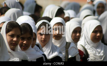 Mar 08, 2010 - Srinagar, Kashmir, India - Kashmiri Muslim students take part during Mother's Day in Srinagar ,the summer capital of Indian Kashmir. In the 20 years of conflict in Indian administered Kashmir, there have been many allegations of rapes and molestations particularly against the Indian t Stock Photo