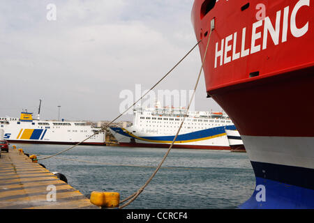 Apr. 26, 2010 - Piraeus, Greece - Greek sailors have 24h strike after the government said it would lift restrictions on foreign cruise ships in a first step towards liberalising the country's labour market. (Credit Image: © Aristidis Vafeiadakis/ZUMApress.com) Stock Photo
