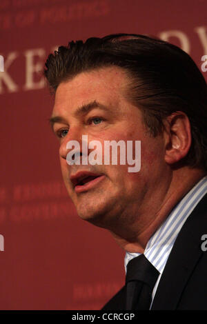 4-28-10-CAMBRIDGE, MA Actor Alec Baldwin is interviewed by New York Times National Editor Rick Berke at the JFK Jr. Forum at Harvard University's Kennedy School of Government, as a guest of the Institute of Politics Stock Photo