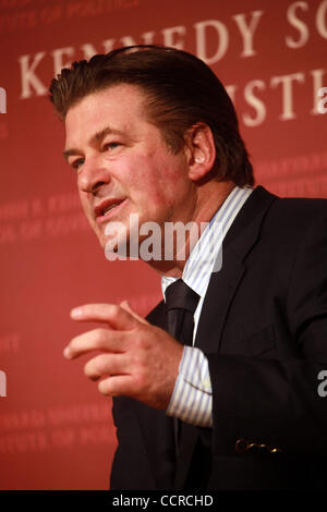 4-28-10-CAMBRIDGE, MA Actor Alec Baldwin is interviewed by New York Times National Editor Rick Berke at the JFK Jr. Forum at Harvard University's Kennedy School of Government, as a guest of the Institute of Politics Stock Photo