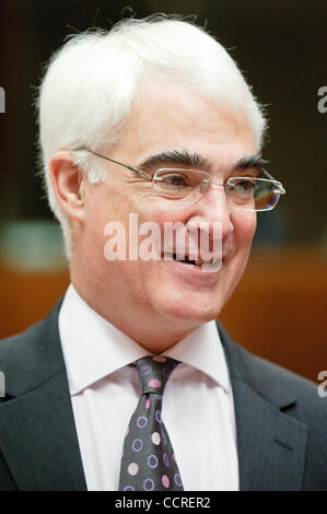 British Chancellor of the Exchequer Alistair Darling  at the start an European finance ministers meeting at the European council headquarters  in  Brussels, Belgium on 2010-03-16  Â© by Wiktor Dabkowski Stock Photo