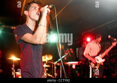 March 30, 2010 - New York, NY, U.S. - Funeral Party performing at The Mercury Lounge on 3/30/2011..CHAD ELLIOTT - Vocals, Samples and Keyboards.JAMES TORRES - Guitar.KIMO KAUHOLA - Bass.TIM MADRID-Keyboards and Percussion (Credit Image: © Rahav Segev/ZUMAPRESS.com) Stock Photo