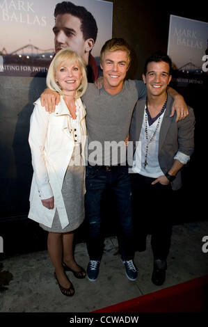 Apr 12, 2010 - Los Angeles, California, U.S. - 'Dancing With The Stars' 2 time champion MARK BALLAS poses with 'Dancing With The Stars' DEREK HOUGH and his mother MARRIANN NELSON on the red carpet in support of the release of Mark Ballas' first solo project 'Waiting For Patience' at The Mint where h Stock Photo