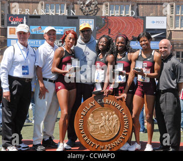 April 23, 2010-Philadelphia PA-USA-Famed Comedian BILL COSBY with the University of Texas A&M 4x100 team and coaches at the Penn Relays awards ceremony. (Credit Image: (c) Ricky Fitchett/ZUMA Press) Photographer: Ricky Fitchett Source: Ricky Fitchett Title: Contract Photographer Credit: ZUMA Press  Stock Photo