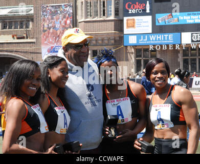 April 23, 2010-Philadelphia PA-USA-Famed Comedian BILL COSBY with the University of Texas A&M 4x100 team  at the Penn Relays awards ceremony. (Credit Image: (c) Ricky Fitchett/ZUMA Press) Photographer: Ricky Fitchett Source: Ricky Fitchett Title: Contract Photographer Stock Photo