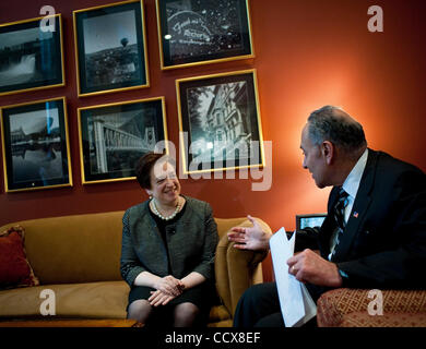 May 13,2010 - Washington, District of Columbia USA -  Solicitor General and Supreme Court nominee Elena Kagan meets with Senator Chuck Schumer (D-NY.) during a second day of meetings on Capitol Hill intended to build support for her confirmation.(Credit Image: © Pete Marovich/ZUMA Press) Stock Photo