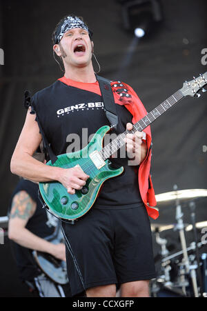 May 22, 2010 - Columbus, Ohio; USA - Gutiarist ADAM DUTKIEWIICZ of the band Killswitch Engage performs live as part of the 2010 Rock on the Range Music Festival.  The Fourth Annual Festival will attract thousands of music fans to see a variety of artist on three different stages over two days at the Stock Photo