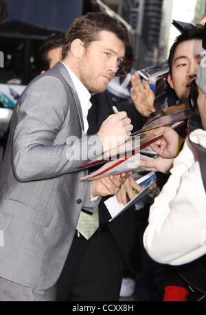 Apr 01, 2010 - New York, New York, USA - Actor SAM WORTHINGTON signs autographs at his appearance on 'The Late Show With David Letterman' held at the Ed Sullivan Theater. (Credit Image: Â© Nancy Kaszerman/ZUMA Press)