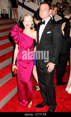 Actress NAOMI WATTS and actor LIEV SCHREIBER attend the Metropolitan's Museum of Art Costume Institute Gala Benefit for the opening of the new exhibit 'American Woman: Fashioning A National Identity'. Stock Photo