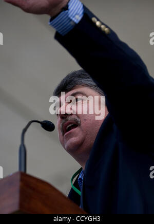 AFL-CIO President, Richard Trumka, speaks to the crowd at the 40th Earth Day Anniversary  celebration on the Mall in Washington, DC, April 25, 2010. Speakers included members of Congress, and activists as well as performances by singer John Legend and British Rocker, Sting. Photo by Mannie Garcia Stock Photo