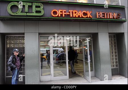 Apr 17, 2010 - Manhattan, New York, USA - The OTB Winner's Circle betting parlor on West 38th Street as New York City Off-Track Betting (OTB) Corporation Board votes to remain open for another year in a special meeting this morning at their Times Square headquarters. As part of the announcement 1,30 Stock Photo