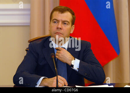 First vice-premier Dmitry Medvedev while visiting Novocherkassk Stock Photo