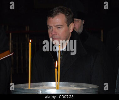 First vice-premier Dmitry Medvedev at Voznesensky Cathedral in Novocherkassk Stock Photo