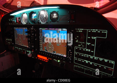 Aeroflot Flight training school in Moscow. Pictured: Flight Simulator Diamond DA42 for flight training. A flight simulator is a system that tries to copy, or simulate, the experience of flying an aircraft. Stock Photo