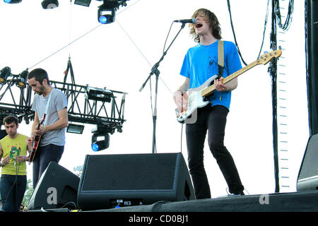 Tokyo Police Club performing at The Coachella Valley Music  and Arts Festival in Indio, CA on April 17, 2010Band Members ;  Dave Monks Graham Wright Josh Hook Greg Alsop Stock Photo