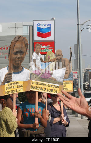 Oct 27, 2008; San Francisco, CA, USA; San Francisco 'Chevwrong' rally marking opening day of human rights lawsuit against Chevron. In Bowoto vs. Chevron, Chevron is charged with the killing of unarmed Nigerians who protested environmental and economic harm caused by the company's Nigerian oil produc Stock Photo