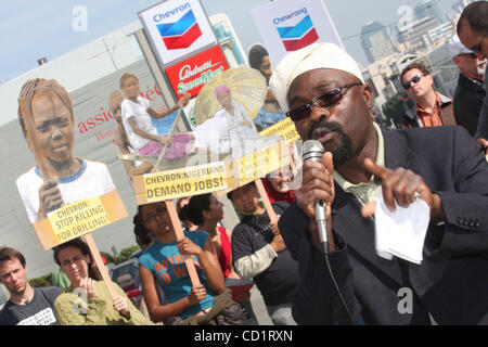 Oct 27, 2008; San Francisco, CA, USA; PRINCE AYO AJISEBUTU of Nigeria speaks at a San Francisco 'Chevwrong' rally marking opening day of human rights lawsuit against Chevron. In Bowoto vs. Chevron, Chevron is charged with the killing of unarmed Nigerians who protested environmental and economic harm Stock Photo