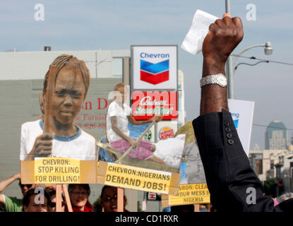 Oct 27, 2008; San Francisco, CA, USA; PRINCE AYO AJISEBUTU of Nigeria speaks at a San Francisco 'Chevwrong' rally marking opening day of human rights lawsuit against Chevron. In Bowoto vs. Chevron, Chevron is charged with the killing of unarmed Nigerians who protested environmental and economic harm Stock Photo